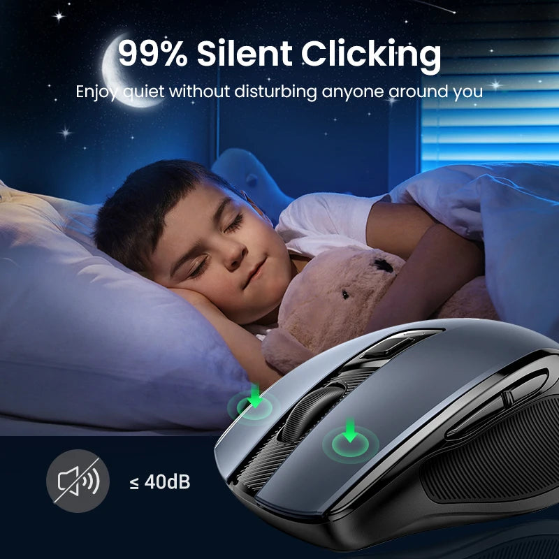 UGREEN Wireless Mouse – Bluetooth 5.0 & 2.4G, Silent, 4000 DPI