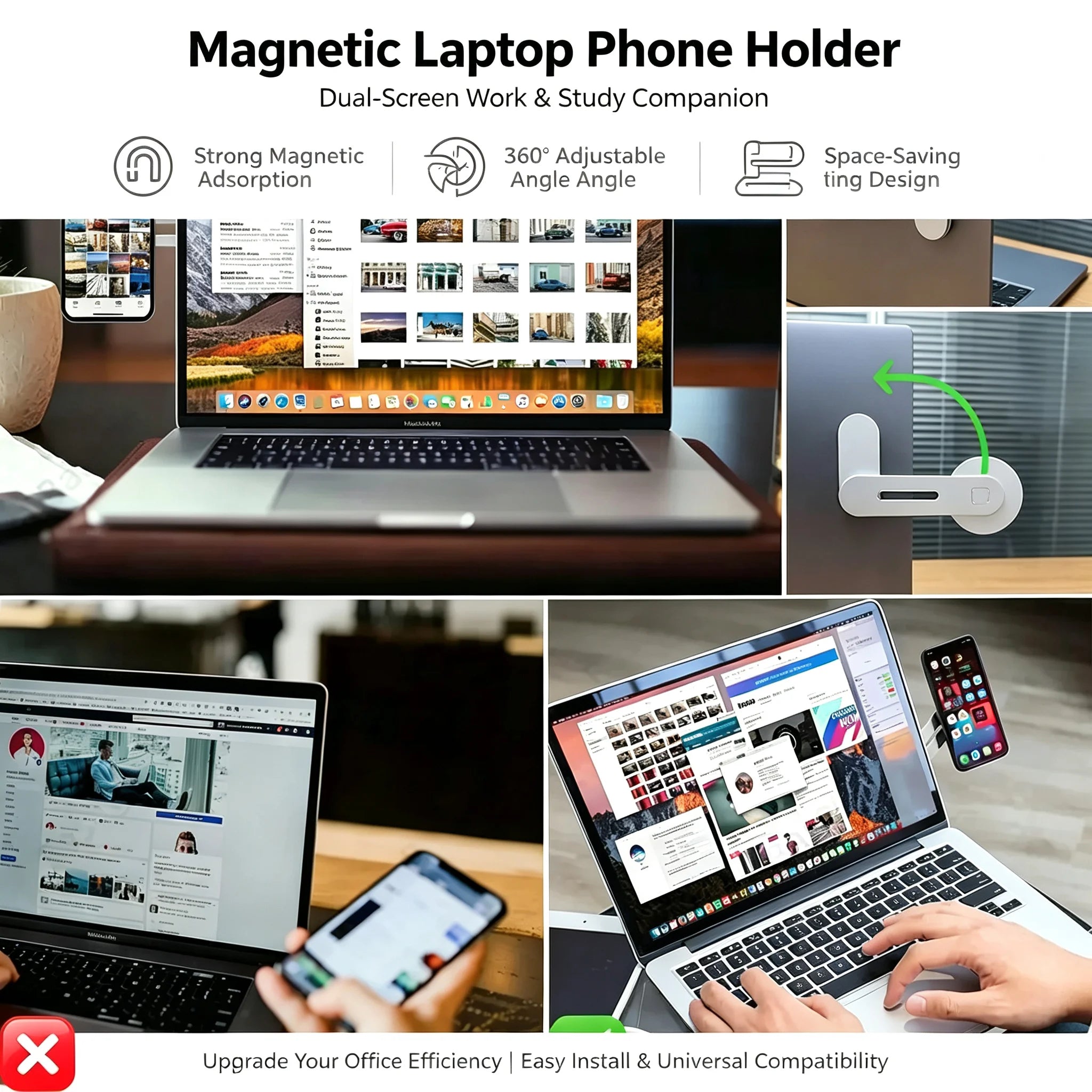 Magnetic Phone Holder for Laptop & Monitor