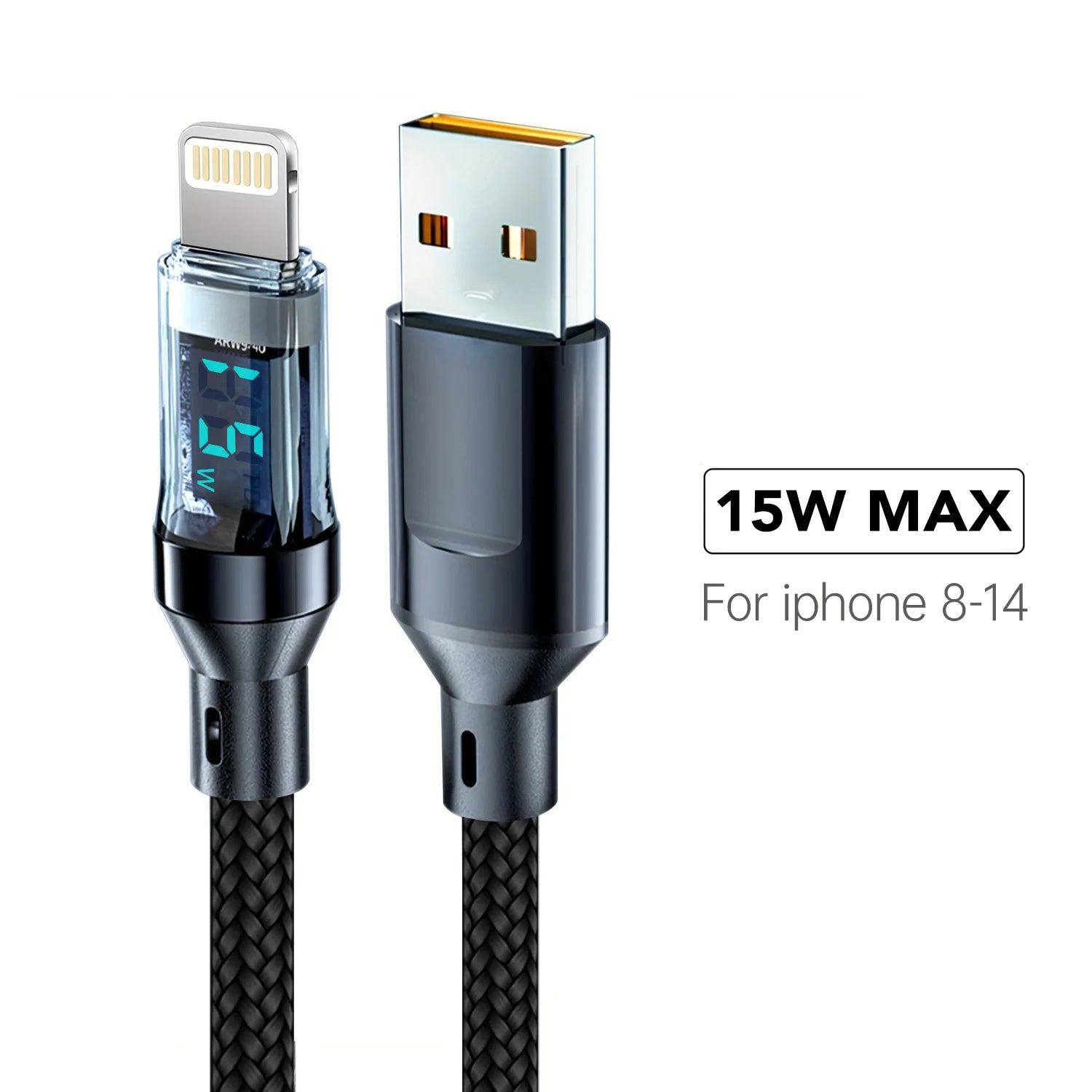 Fast Charging Cable with LCD Watt Display — Up to 120W, USB-C & Lightning