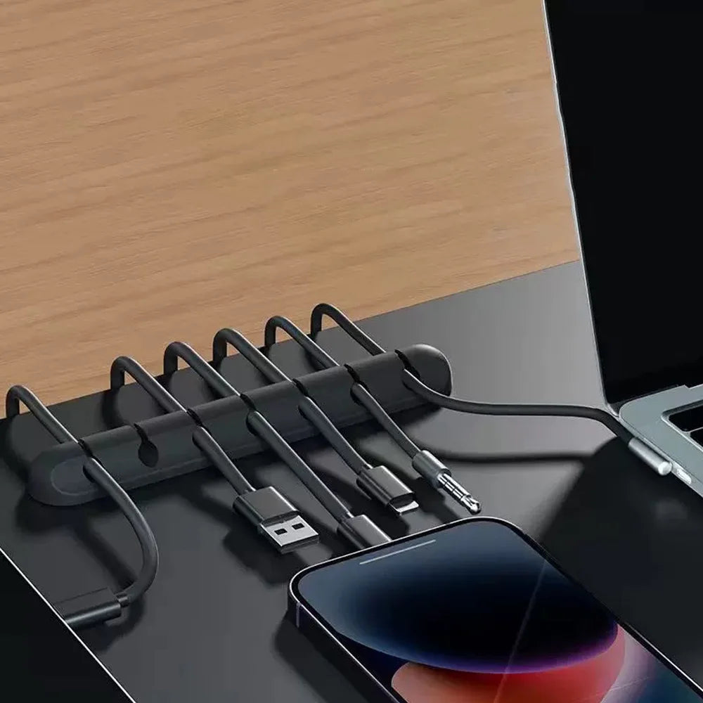 Adhesive Cable Holder Clips — Silicone Wire Organizer for Desk & Nightstand