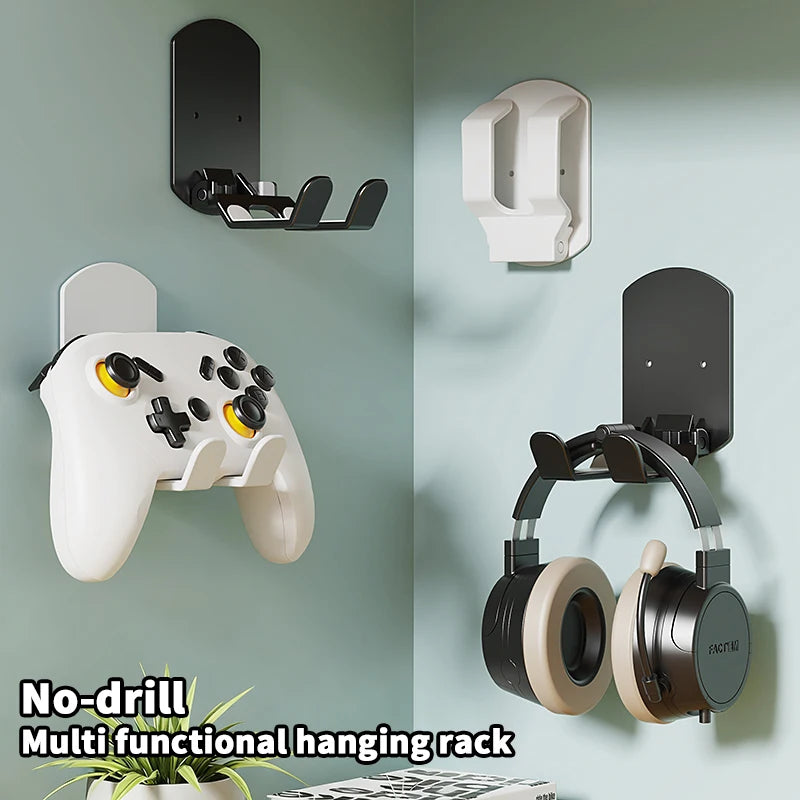 Headphone Stand — Adhesive Wall Mount & Under-Desk Hanger for Headsets