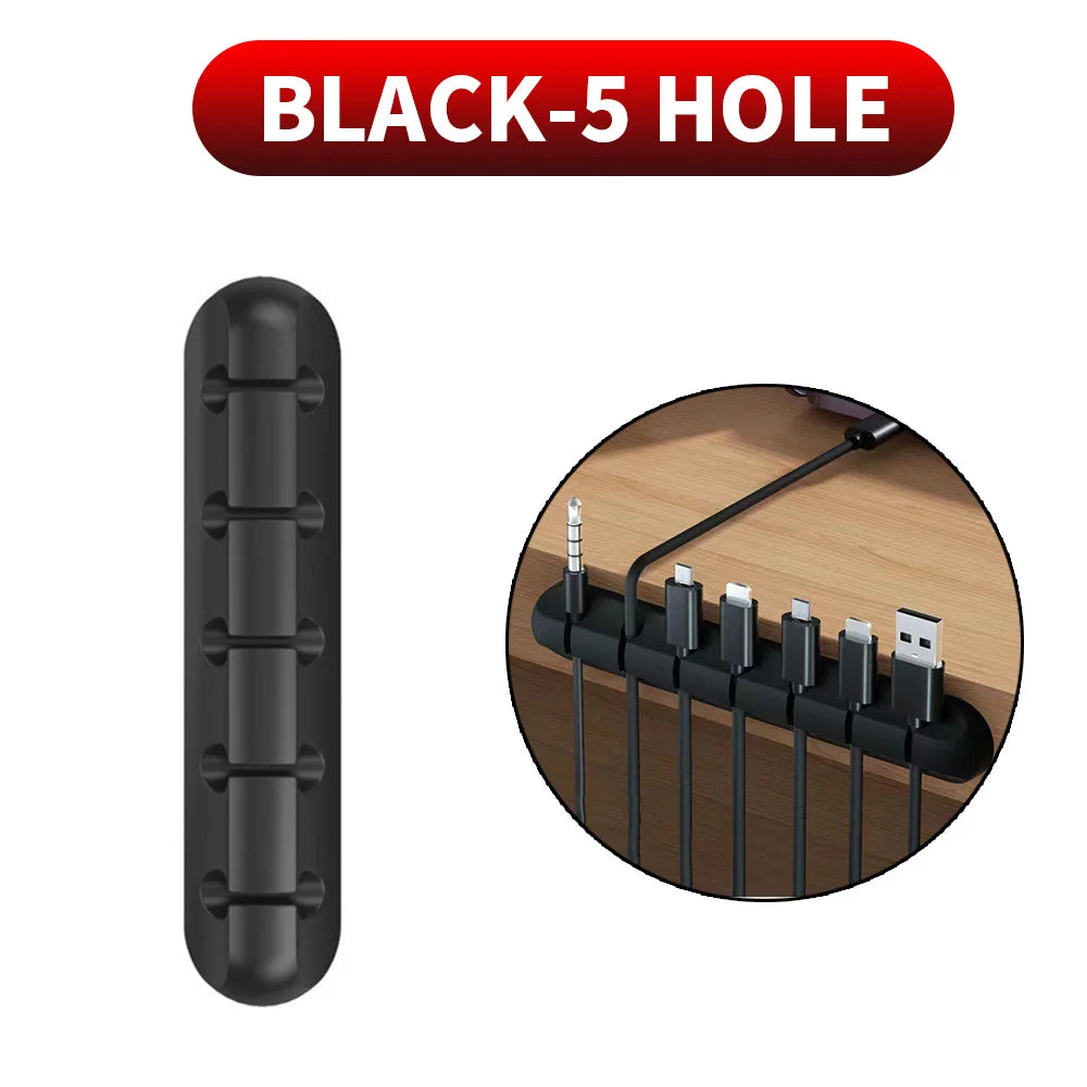 Adhesive Cable Holder Clips — Silicone Wire Organizer for Desk & Nightstand
