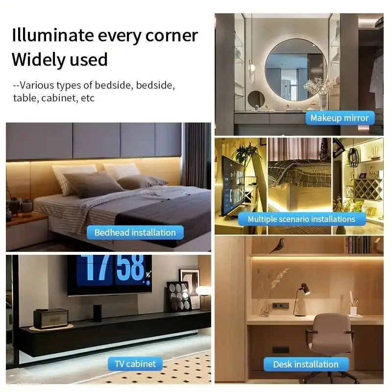COB LED Light Strip — USB 5V, Touch Dimmer, Indoor Ambient Lighting