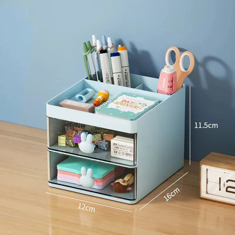 Desk Organizer with Drawer — Desktop Storage Box for Office & Makeup
