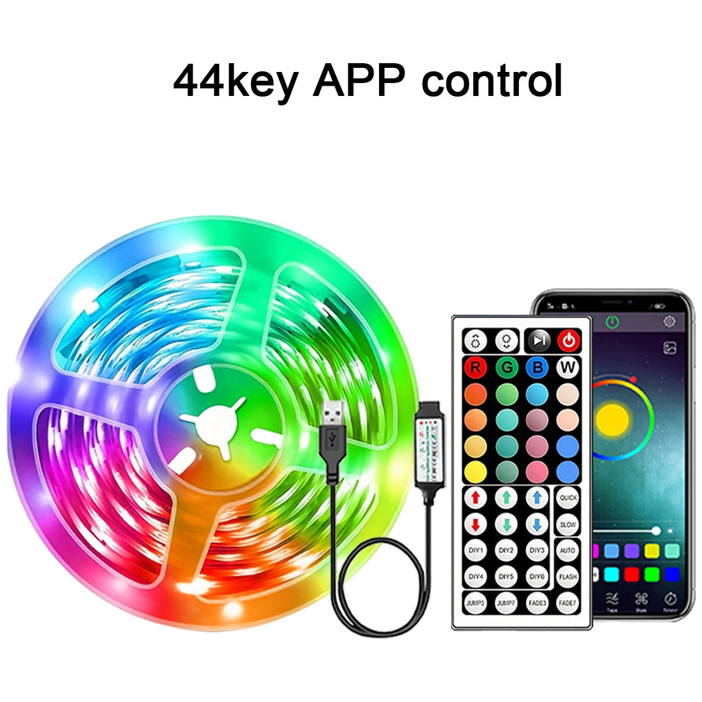 RGB LED Strip Lights — USB 5V, App or IR Remote Control, up to 30m