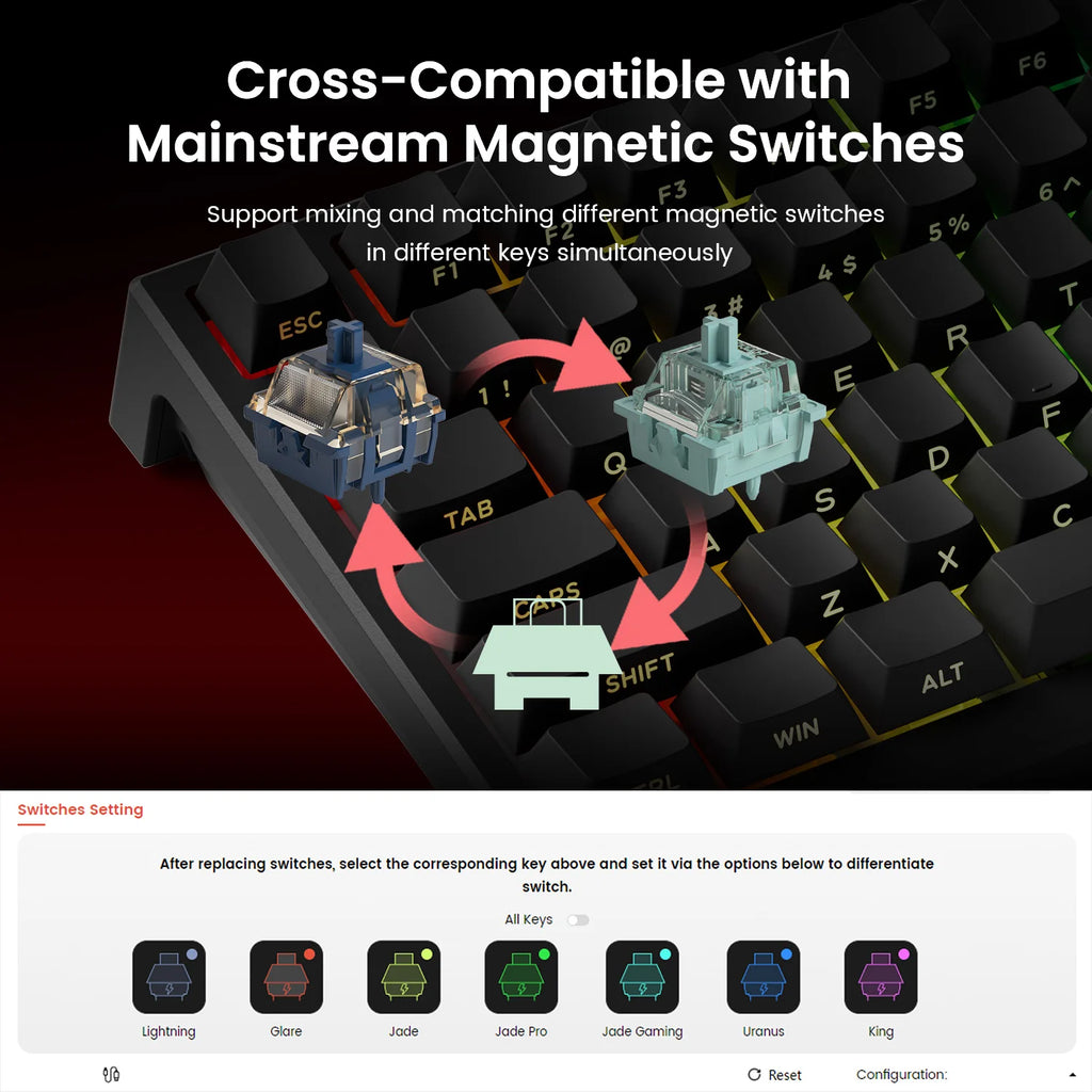 AKKO TAC75 HE — 75% Magnetic Switch Gaming Keyboard, Rapid Trigger 0.005mm, 8K Polling