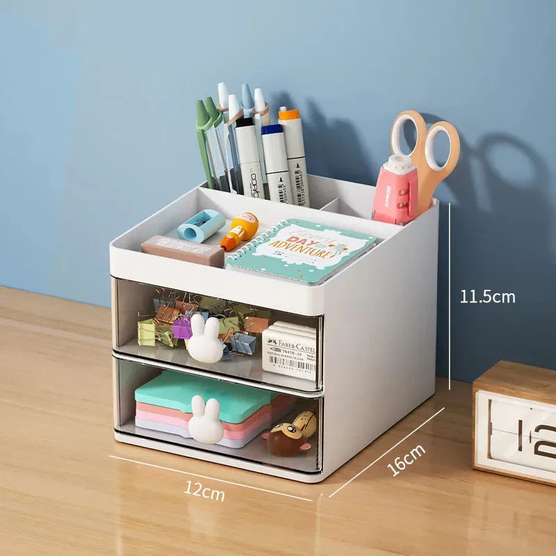 Desk Organizer with Drawer — Desktop Storage Box for Office & Makeup