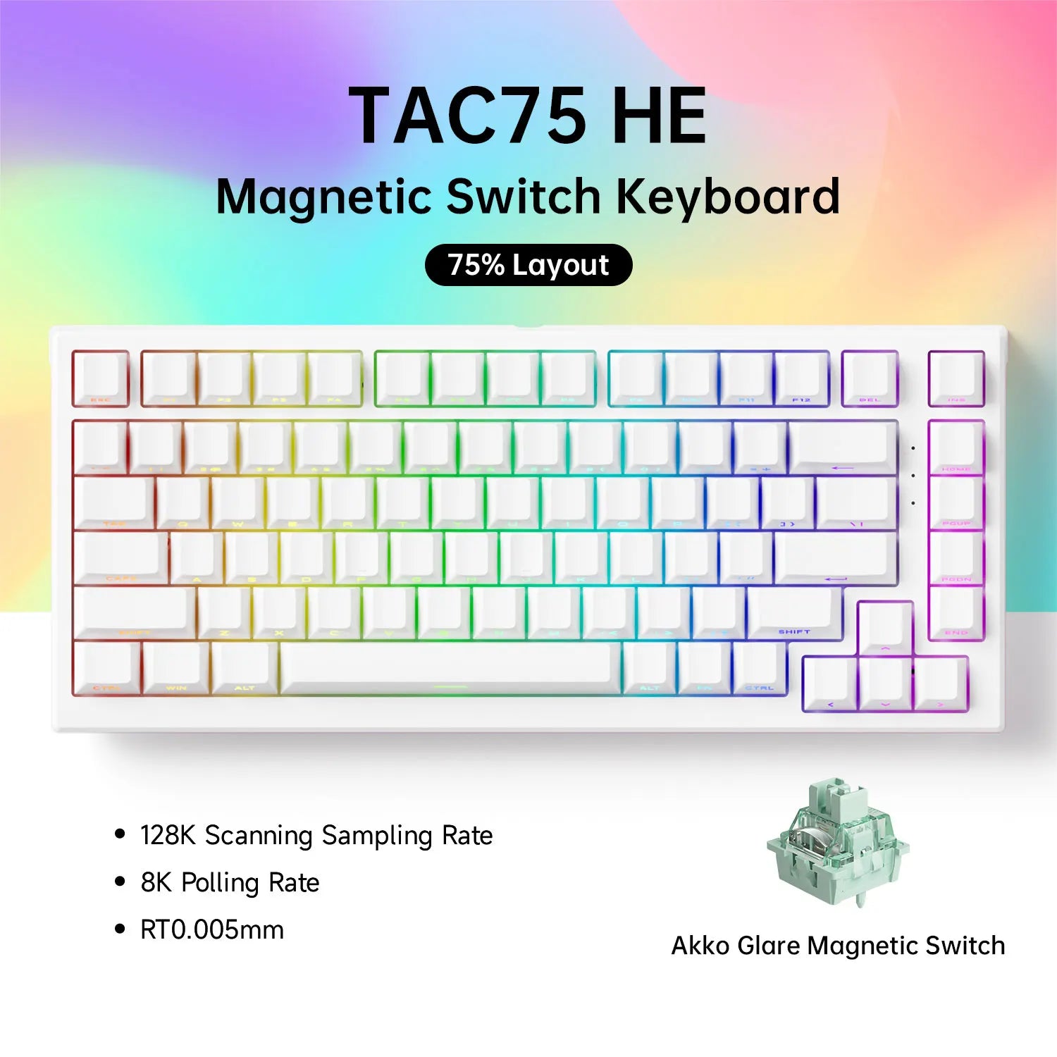 AKKO TAC75 HE — 75% Magnetic Switch Gaming Keyboard, Rapid Trigger 0.005mm, 8K Polling