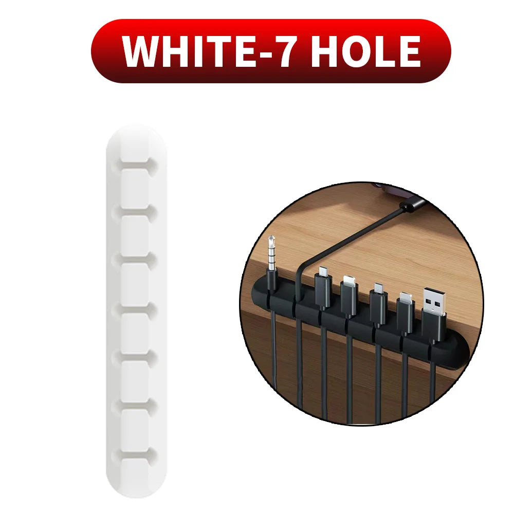 Adhesive Cable Holder Clips — Silicone Wire Organizer for Desk & Nightstand