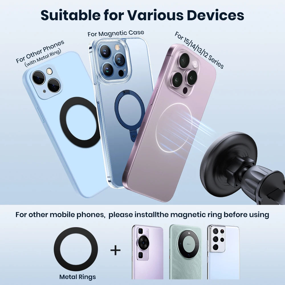 TOPK MagSafe Car Phone Holder — Magnetic Mount with Metal Hook