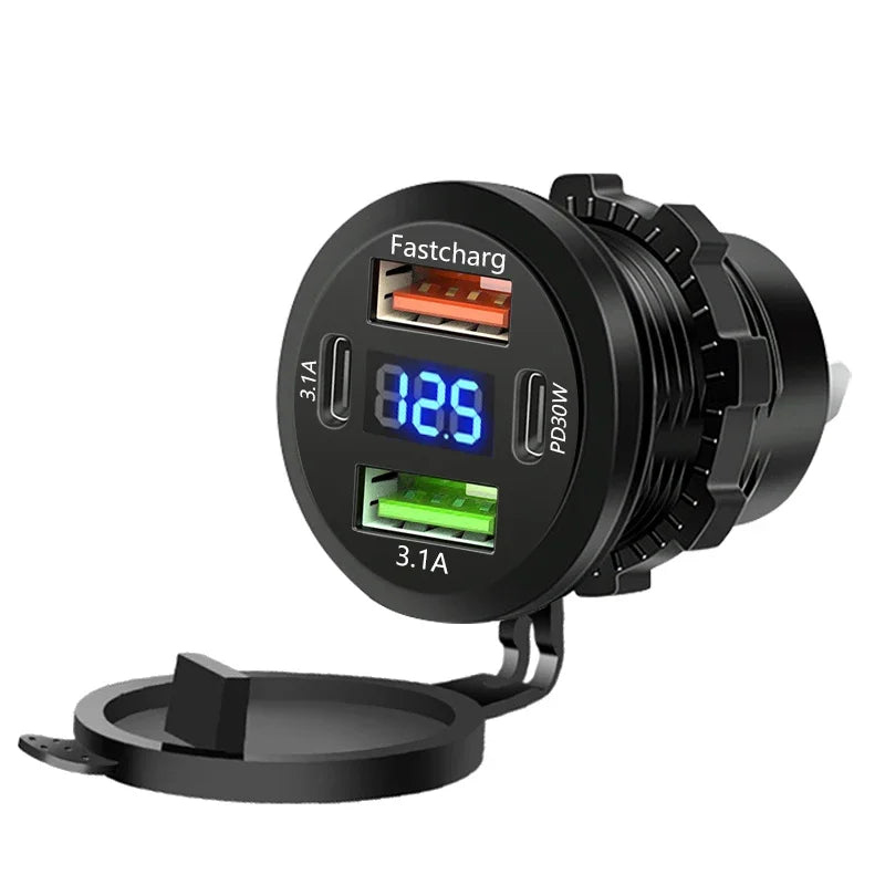 Prise chargeur de voiture — 4 ports de charge rapide 12 V/24 V