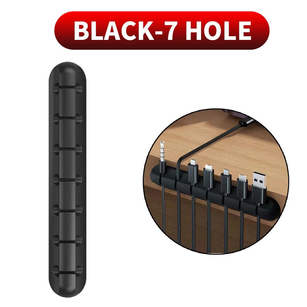 Adhesive Cable Holder Clips — Silicone Wire Organizer for Desk & Nightstand