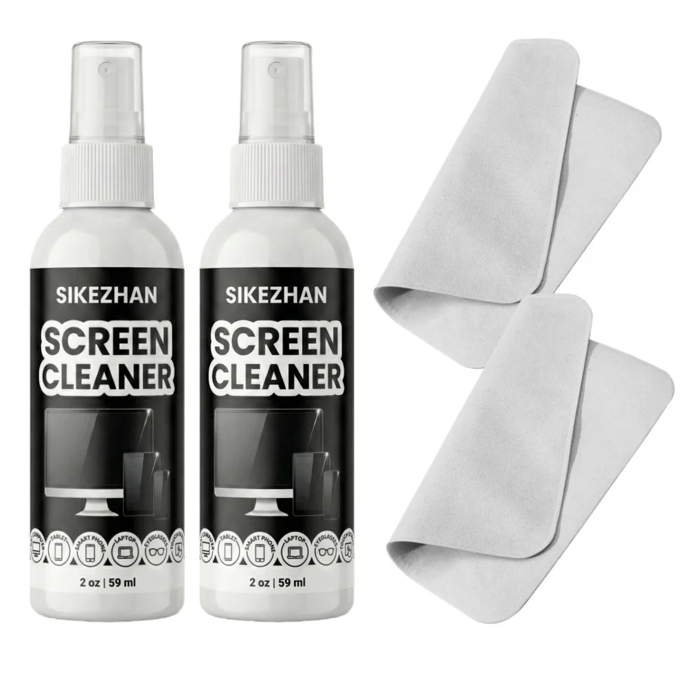 Screen Cleaner Kit — Streak-Free Spray & Microfiber Cloth for Phone, Laptop & TV