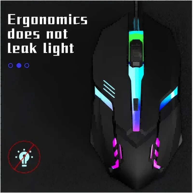 Ergonomic RGB Gaming Mouse — Wired, 1600 DPI, 4 Buttons, USB
