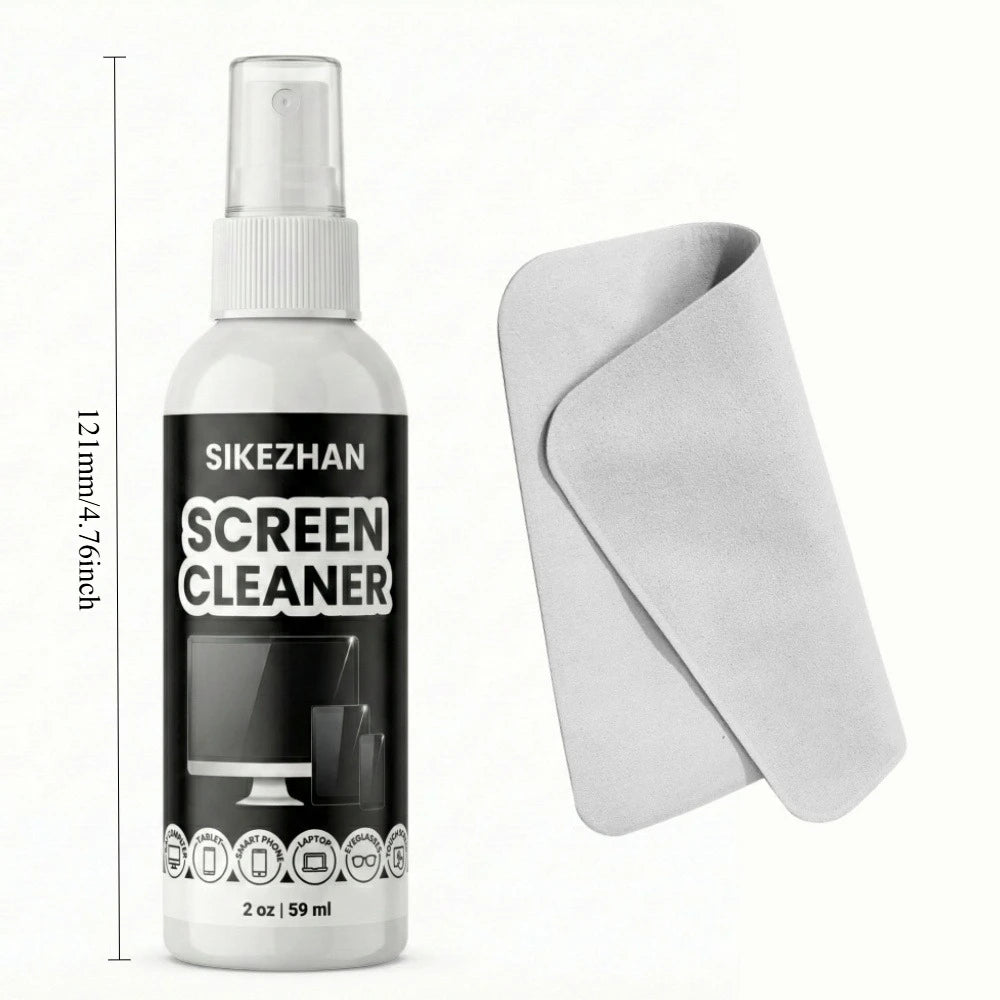 Screen Cleaner Kit — Streak-Free Spray & Microfiber Cloth for Phone, Laptop & TV