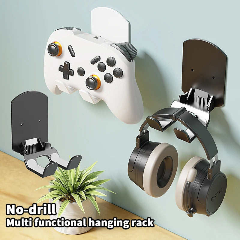 Headphone Stand — Adhesive Wall Mount & Under-Desk Hanger for Headsets