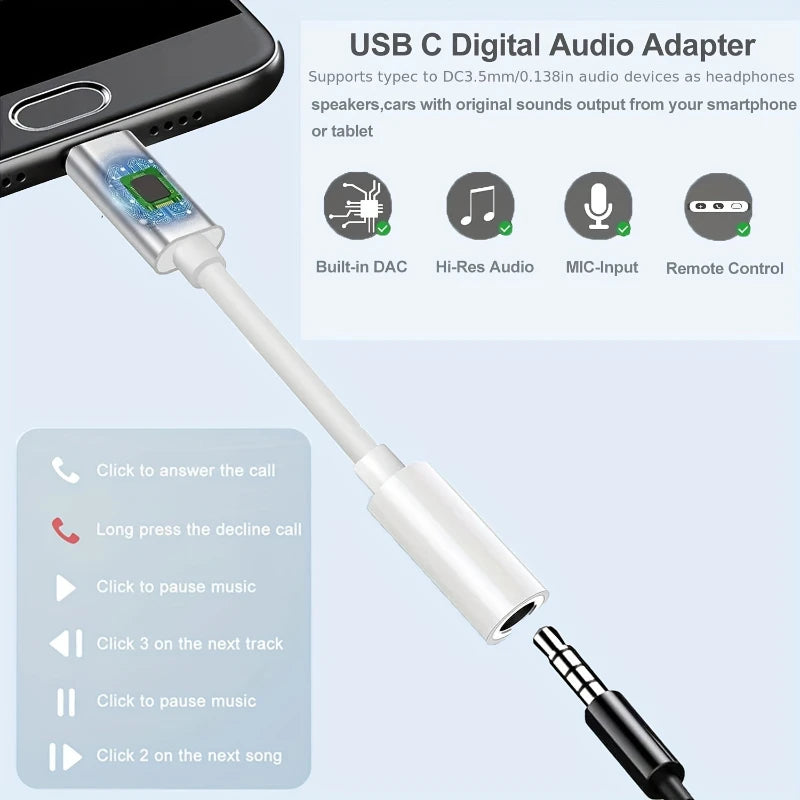 Adaptateur audio USB-C vers jack 3,5 mm