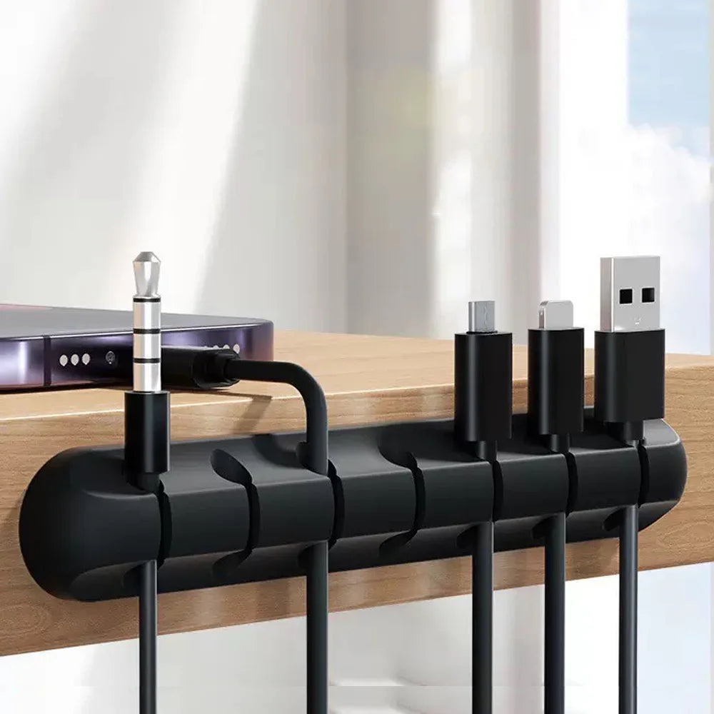 Adhesive Cable Holder Clips — Silicone Wire Organizer for Desk & Nightstand