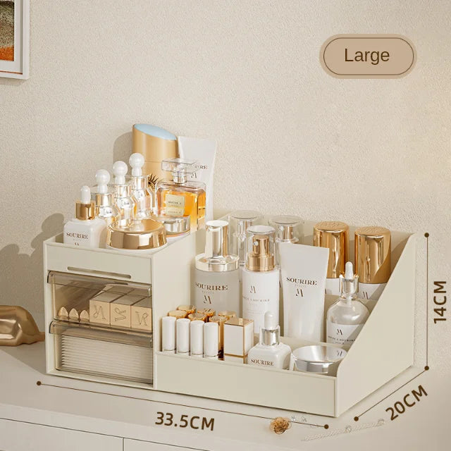Organisateur de maquillage transparent avec tiroirs
