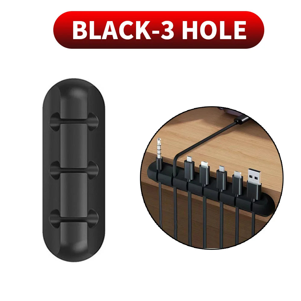Adhesive Cable Holder Clips — Silicone Wire Organizer for Desk & Nightstand
