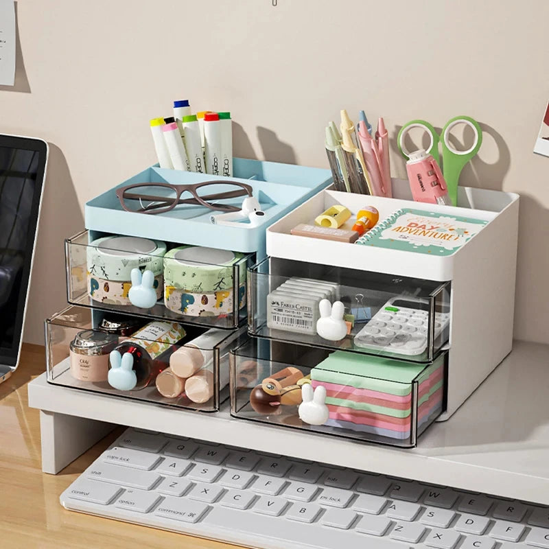Desk Organizer with Drawer — Desktop Storage Box for Office & Makeup