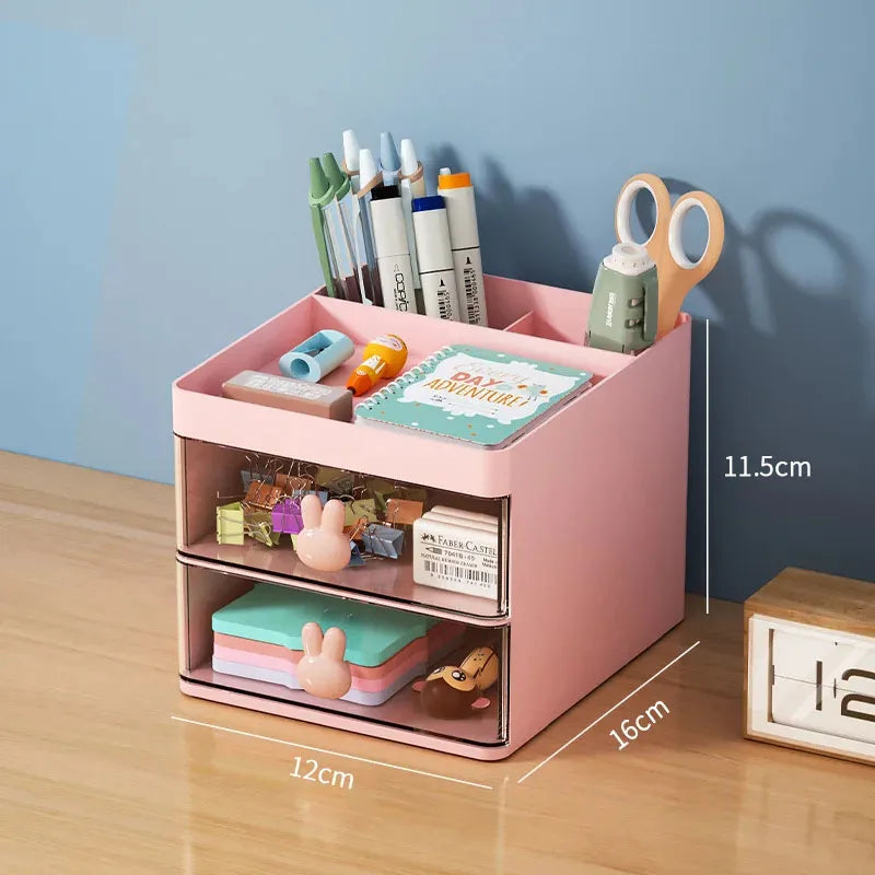 Desk Organizer with Drawer — Desktop Storage Box for Office & Makeup