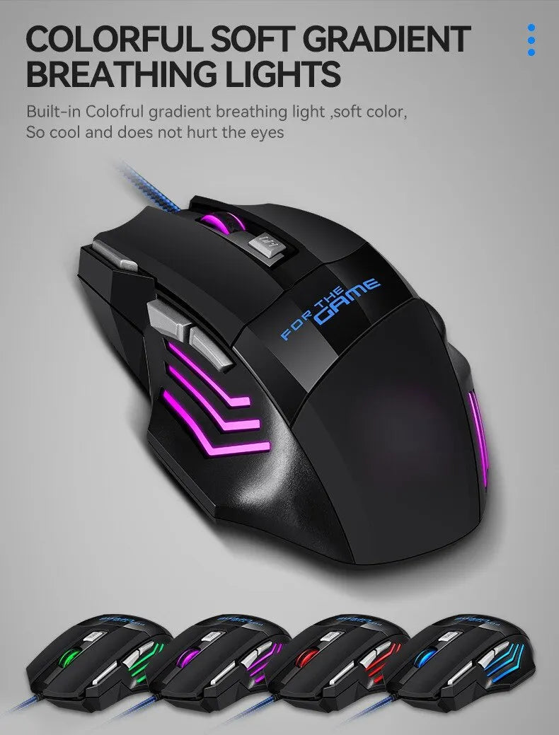 7D RGB Gaming Mouse — Wired, 5500 DPI, Ergonomic for PC & Laptop