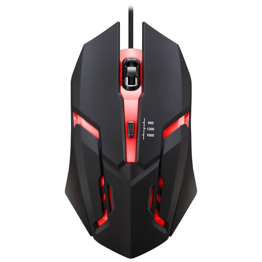 Ergonomic RGB Gaming Mouse — Wired, 1600 DPI, 4 Buttons, USB