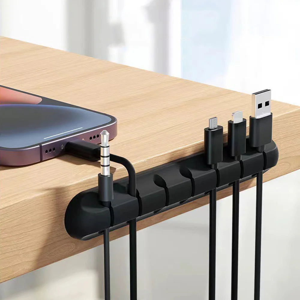 Adhesive Cable Holder Clips — Silicone Wire Organizer for Desk & Nightstand
