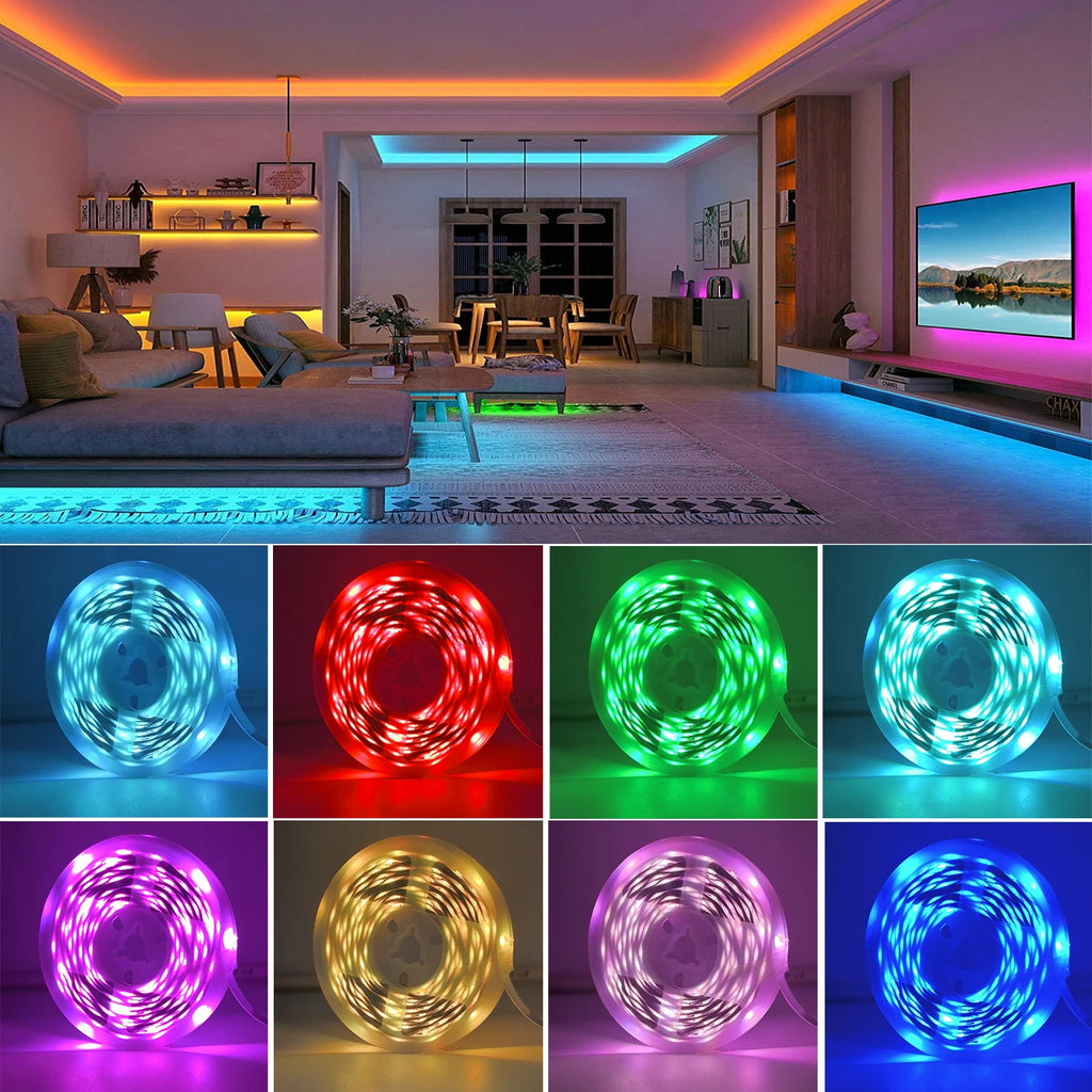 RGB LED Strip Lights — USB 5V, App or IR Remote Control, up to 30m