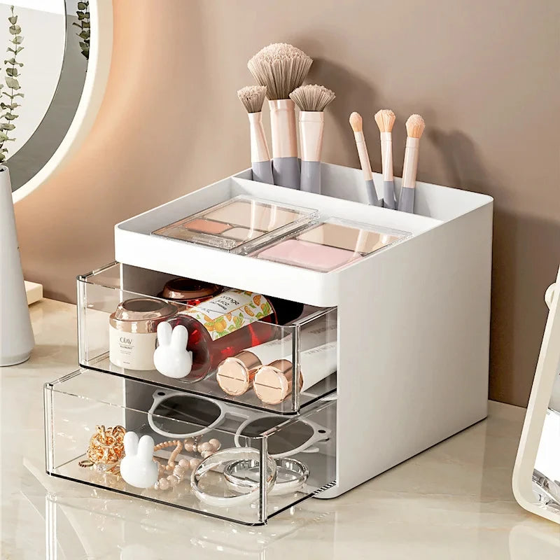 Desk Organizer with Drawer — Desktop Storage Box for Office & Makeup