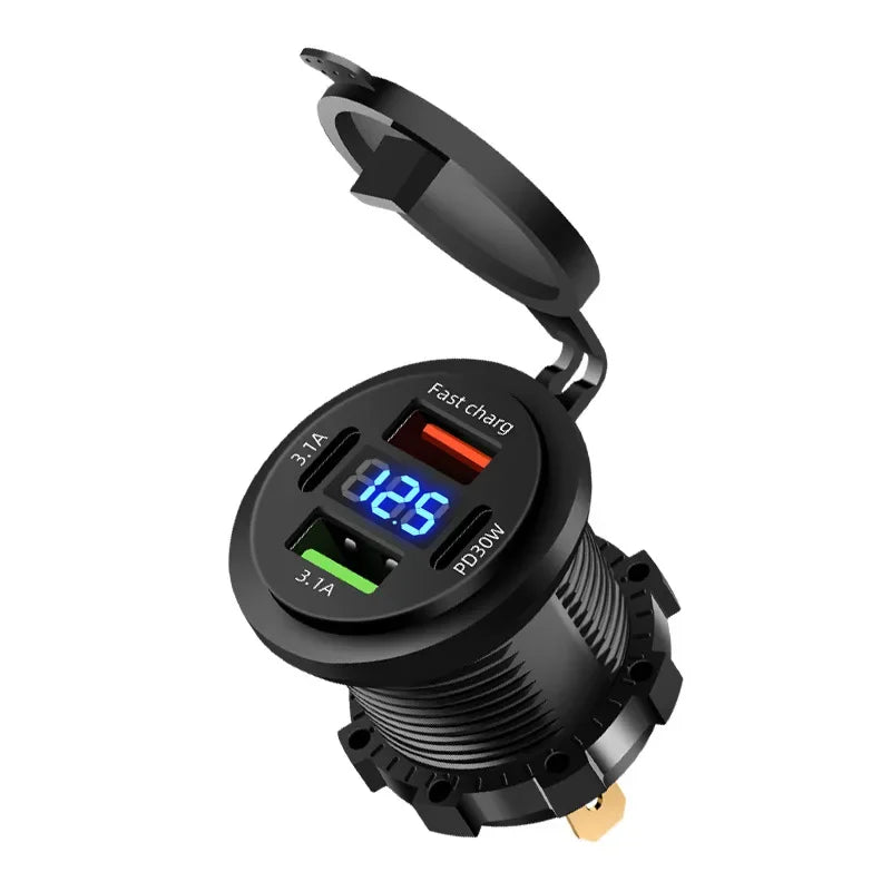 Prise chargeur de voiture — 4 ports de charge rapide 12 V/24 V