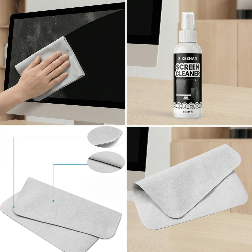 Screen Cleaner Kit — Streak-Free Spray & Microfiber Cloth for Phone, Laptop & TV