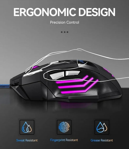 7D RGB Gaming Mouse — Wired, 5500 DPI, Ergonomic for PC & Laptop