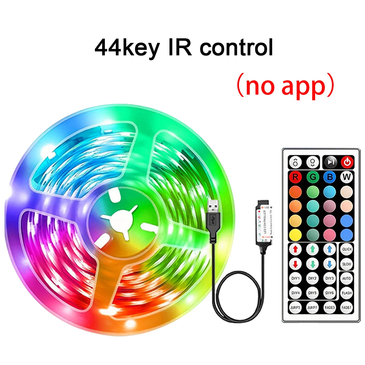 RGB LED Strip Lights — USB 5V, App or IR Remote Control, up to 30m