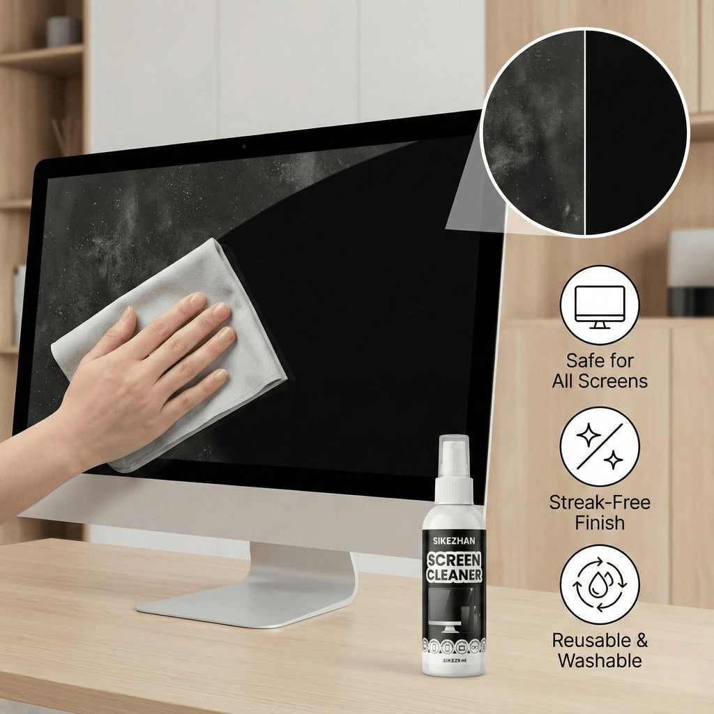 Screen Cleaner Kit — Streak-Free Spray & Microfiber Cloth for Phone, Laptop & TV
