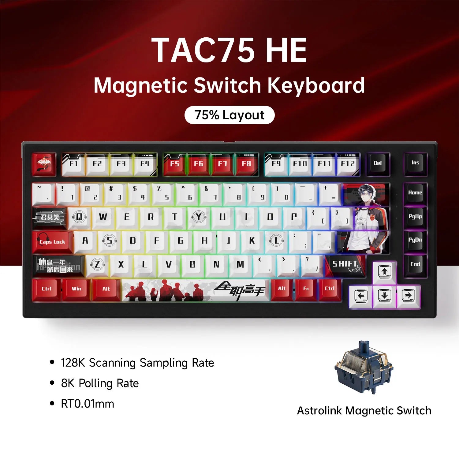 AKKO TAC75 HE — 75% Magnetic Switch Gaming Keyboard, Rapid Trigger 0.005mm, 8K Polling