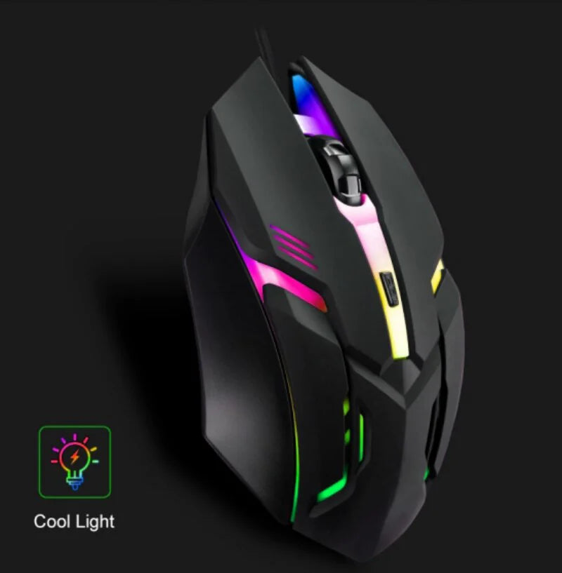 Ergonomic RGB Gaming Mouse — Wired, 1600 DPI, 4 Buttons, USB